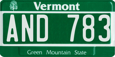 VT license plate AND783