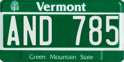 VT license plate AND785