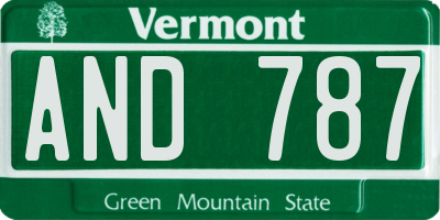 VT license plate AND787