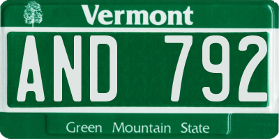 VT license plate AND792