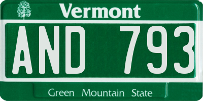 VT license plate AND793