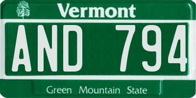 VT license plate AND794