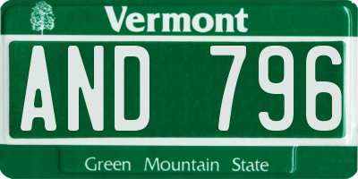 VT license plate AND796