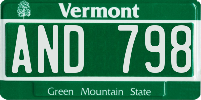 VT license plate AND798