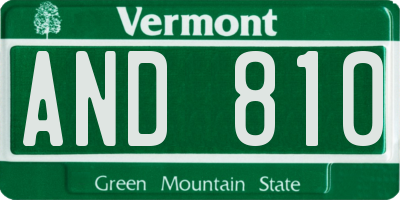 VT license plate AND810