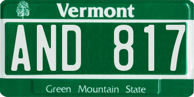 VT license plate AND817