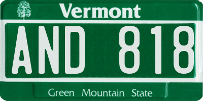 VT license plate AND818