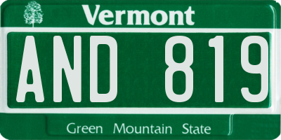 VT license plate AND819