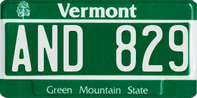 VT license plate AND829