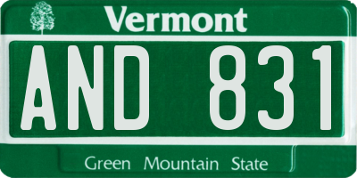 VT license plate AND831