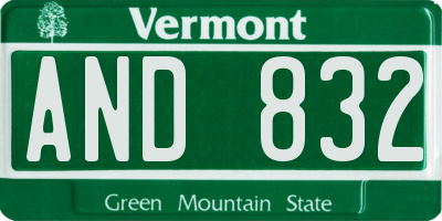 VT license plate AND832