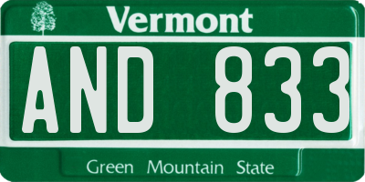 VT license plate AND833