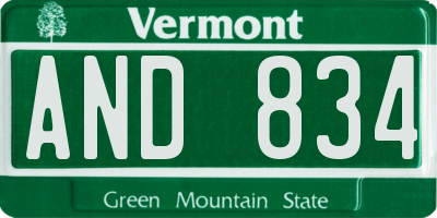VT license plate AND834