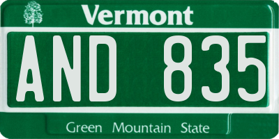VT license plate AND835