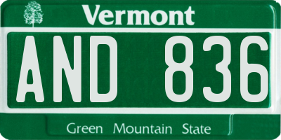 VT license plate AND836