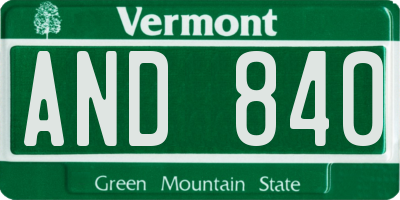 VT license plate AND840
