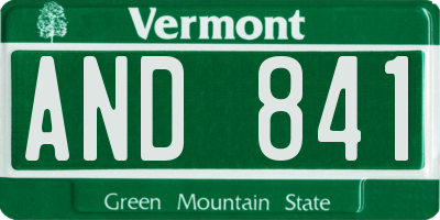 VT license plate AND841
