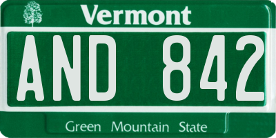 VT license plate AND842