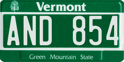 VT license plate AND854