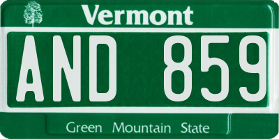 VT license plate AND859