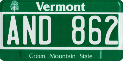 VT license plate AND862