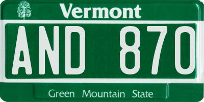 VT license plate AND870