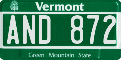 VT license plate AND872