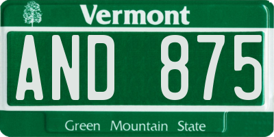 VT license plate AND875