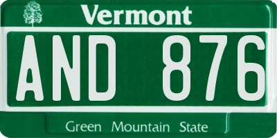 VT license plate AND876
