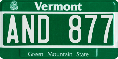 VT license plate AND877