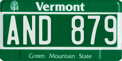 VT license plate AND879