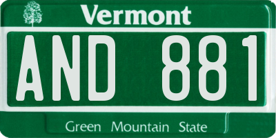VT license plate AND881