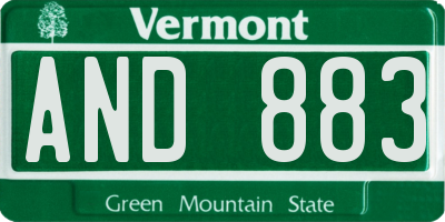 VT license plate AND883