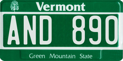 VT license plate AND890