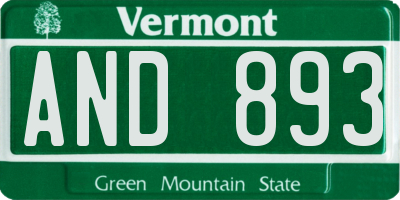 VT license plate AND893