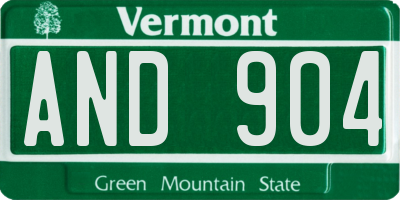 VT license plate AND904
