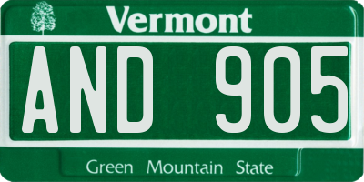 VT license plate AND905