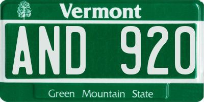 VT license plate AND920
