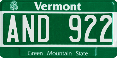 VT license plate AND922