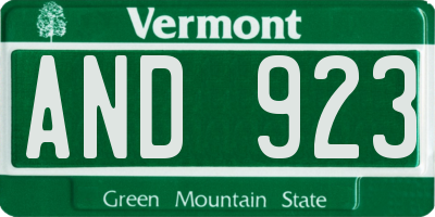 VT license plate AND923