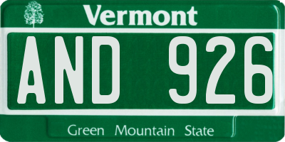 VT license plate AND926