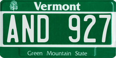 VT license plate AND927