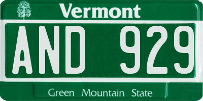 VT license plate AND929