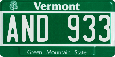 VT license plate AND933