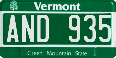 VT license plate AND935