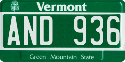 VT license plate AND936