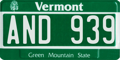 VT license plate AND939