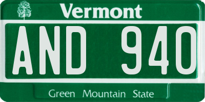 VT license plate AND940