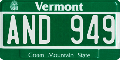 VT license plate AND949