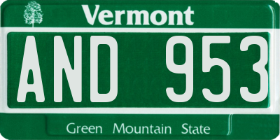 VT license plate AND953